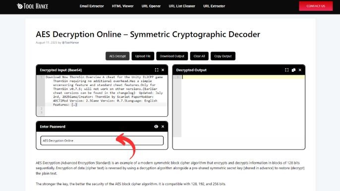 AES Decryption Online – Symmetric Cryptographic Decoder