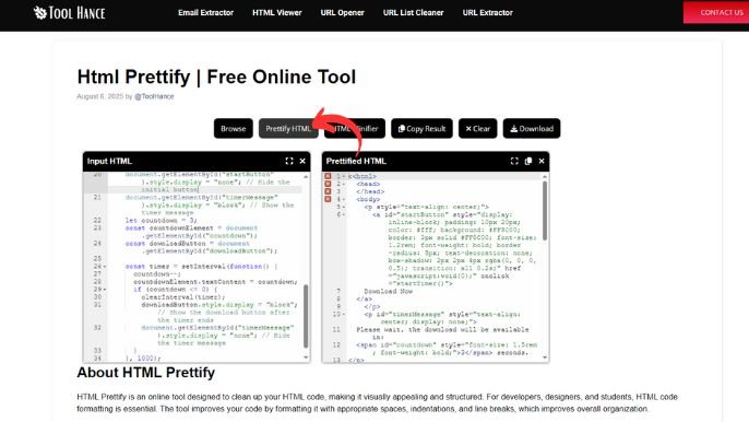 Html Prettify | Free Online Tool