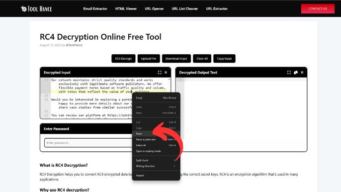 RC4 Decryption Online Free Tool