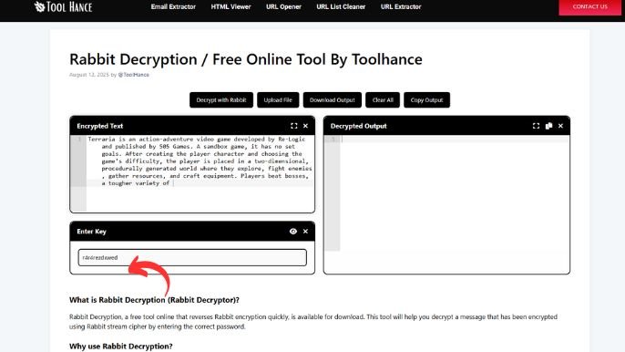 Rabbit Decryption / Free Online Tool By Toolhance