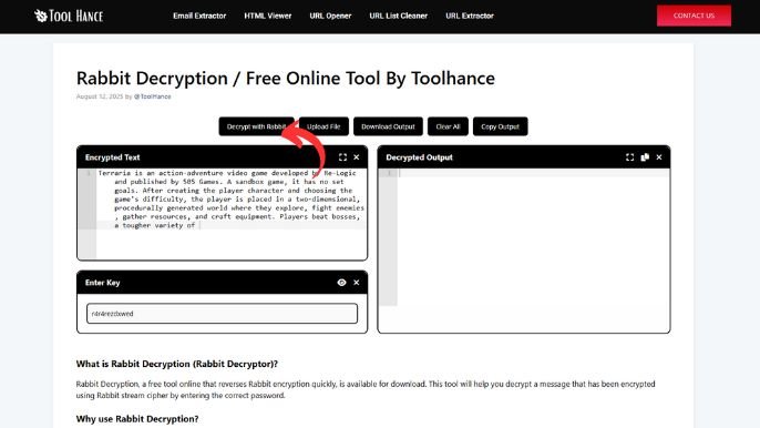 Rabbit Decryption / Free Online Tool By Toolhance