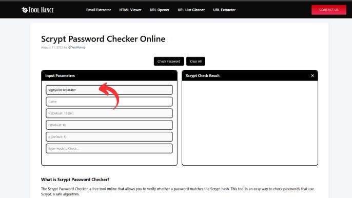 Scrypt Password Checker Online