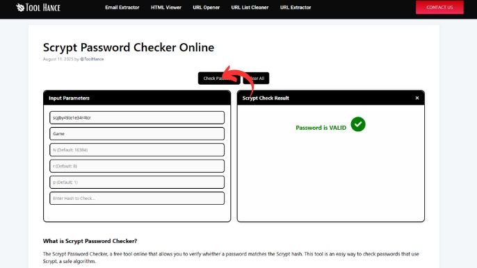 Scrypt Password Checker Online