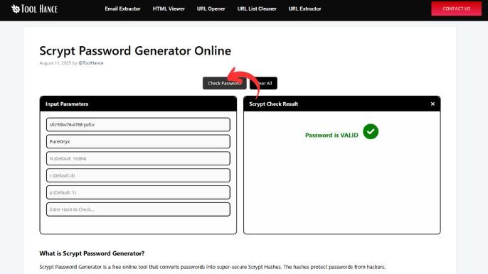 Scrypt Password Generator Online