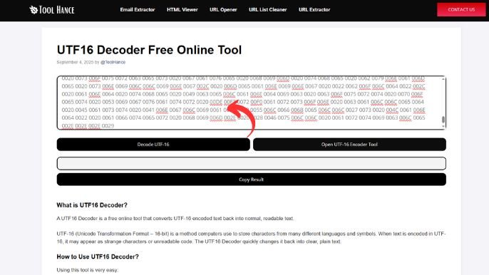 UTF16 Decoder Free Online Tool